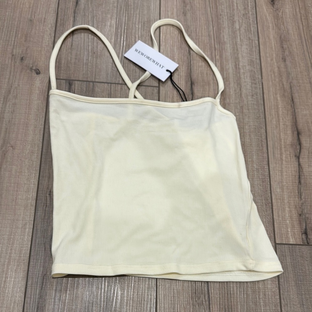 WeWoreWhat Cream Sleeveless Fitted Camisole